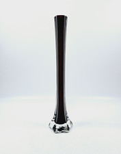 Bud Vase Tall Glass Purple Aubergine Single Stem  Elegant Contemporary Hexagon