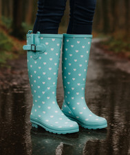 Women's Urban Jacks Dog & Heart Print Welly Boots 4-8, Wellington,