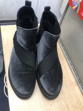 Lois Jeans Black Shiny Fabric Leather Mix Chelsea Unisex Boots Size UK 7 Eur 41