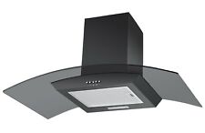 Black Cookology CGL900BK/A 90cm Curved Glass Chimney Cooker Hood