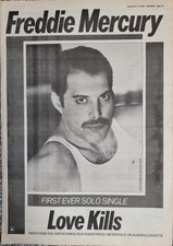 FREDDIE MERCURY-LOVE KILLS  Sounds Poster/Ad Sep1984 17"x12" 43x30cm METROPOLIS
