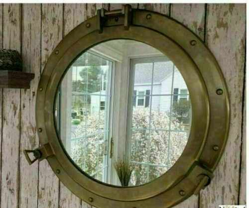 17in porthole mirror antique - 17in,