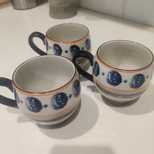 Anthropologie 3 Mugs Dots