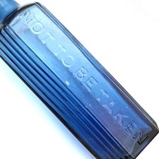 6 Sided Antique Vintage Poison Bottle Light Blue Not To Be Taken Collectable