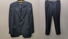 Jaeger 2 Piece Suit Men Size Blazer 40" Trouser 34" Blue Tweed Wool Textured 70s