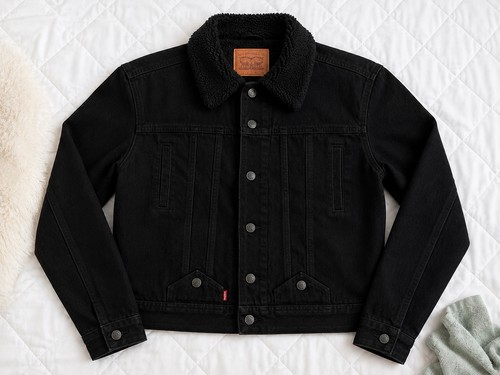 Levi black denim jacket with - levi's,