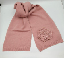 Pink Warm Winter Wool Scarf Pearl Bead Ladies Women's (2808)