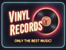 Vinyl Records  Neon Look  Metal sign, Vinyl Records Plaque, Neon Look Sign