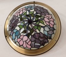 Tiffany-style Pendant Light shade Pretty Multicoloured, Gold-tone Trim 35cm dia