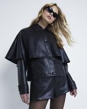 River Island Womens Black Polyurethane Cape Size M
