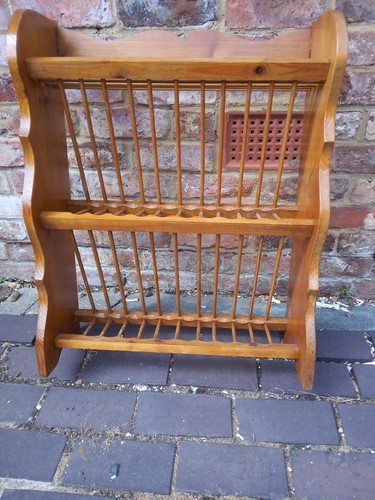 Vintage pine plate rack wall - rack,