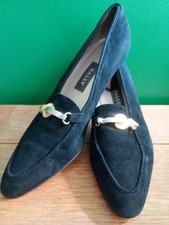 Preloved Ladies Black Suede Bally Shoes Size 8 1/2 M