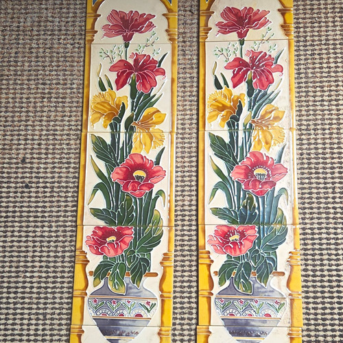 Floral vase border tiles - 2x,