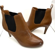 Clarks Womens Carlita Quinn Tan Leather Ankle Boots Heel Pull On Size 6 D New 