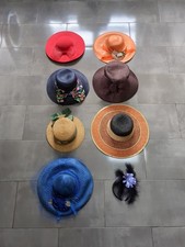 Job Lot Vintage Womens Hats x7 + Fascinator - Mixed Formal, Straw, Jacques Vert
