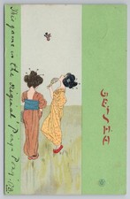 Raphael Kirchner Japanese Geisha Women Playing Battledore Meissner & Buch c.1901