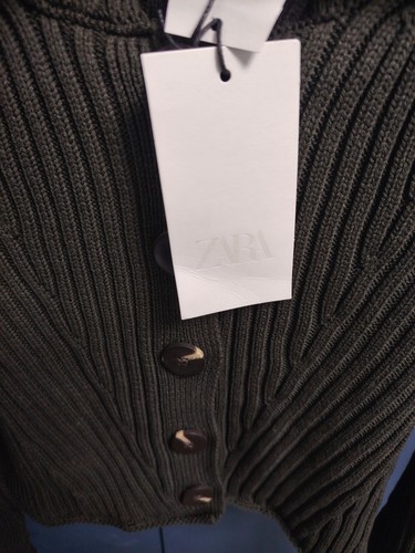 Zara khaki ribbed knit - ribbed, sweater