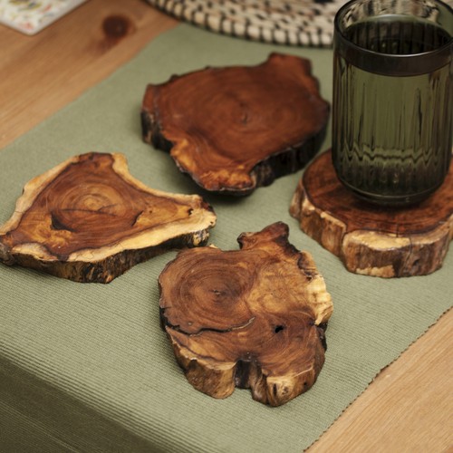 Set teak root slice - of,