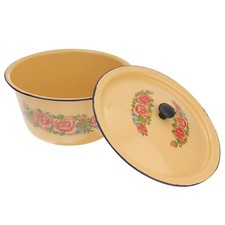  Vintage Home Enamel Ware Washing Bowl with Lid Canteen Soup Basin Cover
