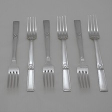ATLANTIC Design WALKER & HALL Sheffield Silver Service Cutlery Six Table Forks