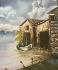 Hand Painted Oil Painting, Copy Of Bob Ross’ Joy Of Painting, Dock Scene