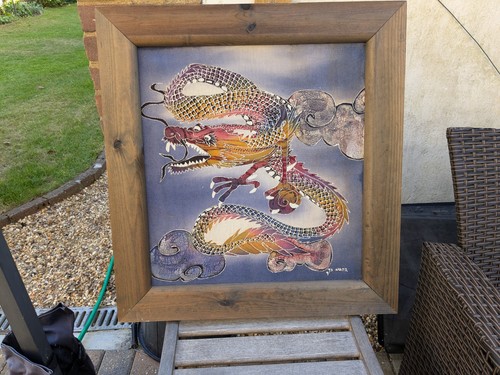 Vintage framed picture dragon - picture,