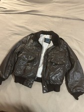 VINTAGE Cooper Leather Bomber A-2 Jacket 38R Sherpa Lined Brown