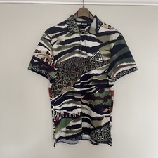 SIZE S - Multi JUST CAVALLI - Animal Print Stretch Bright Bold Polo Shirt