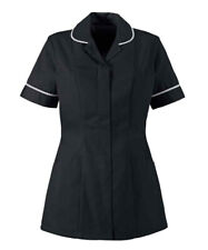 Healthcare SPA Ladies Nurse Tunic hospital Dental Doctor Black With White Trim