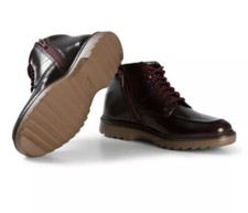 New CLARKS UK 7.5 F /EU 41.5 Older BOYS ASHER STREET RED Leather ANKLE BOOTS JNR