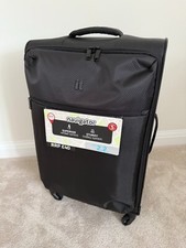 IT Luggage Medium 4 Wheel Suitcase Luggage Black Case Pull Along Handle