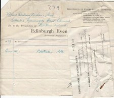 Edinburgh Evening News 1943 Insertion Invoice & Stamp Receipt Letter Ref 38692