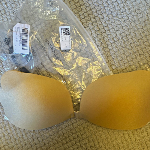Beige silicone stick bra - silicone,