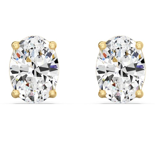 Gold earrings moissanite oval - gold,