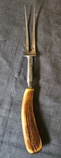 Vintage Two Prong Meat Fork with Bone Handle Meat Fork 9-3/4” Length