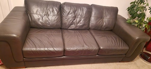 Piece brown leather suite - piece,