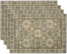 Boho Floral Grey Placemats Set