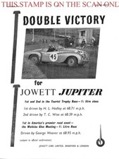 Jowett JUPITER Tourist Trophy Race Sports Car ADVERT : 1951 Print Ad 704/137xxx