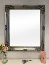 Antique Silver Ornate Wall Mirror with Stunning Hardwood Frame – Size 73 x 63cm