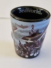Sea World Shot Mug Shamu Orca Killer Whale. Embossed. Vintage. 2.5" Tall. 