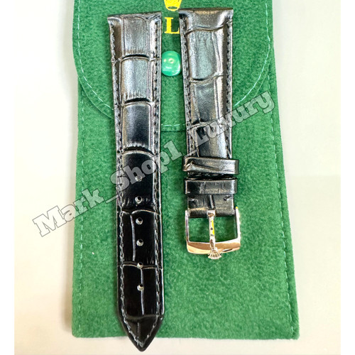 Rolex black leather watch band - rolex,