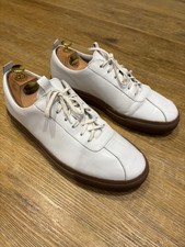 Grenson Sneaker 1 White Calf Leather Trainers Size 10 Italian Brown Rubber Sole