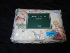 NOS Vintage LAURA ASHLEY King Size Comforter Duvet Cover Roses Floral Print