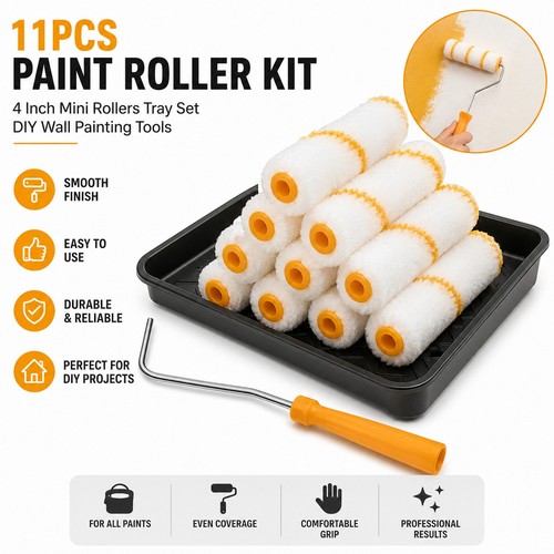 11pcs paint roller kit inch - kit, 4
