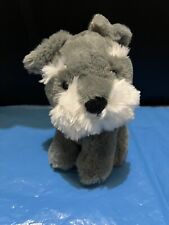 Winston Grey & White Schnauzer Dog Puppy Soft Toy Plush 8" Embroidered Eyes
