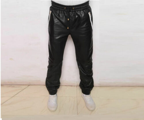Mens lambskin leather - leather, joggers