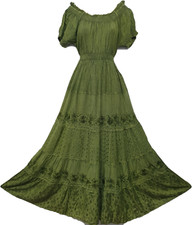 Bohemian Maxi Dress Embroidered Elastic Waist Off Shoulder One Size S M L XL XXL