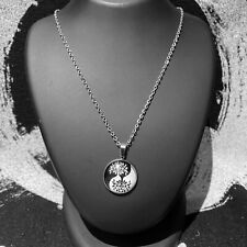 Unisex Stainless Steel Tree Of Life Yin Yang Glass Cabochon Pendant Necklace UK