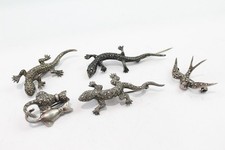 Sterling Silver Brooches Marcasite Cats Lizard Swallow Paste Vintage x 5 (30g)