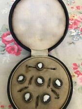 Antique Set of Metal Cameo Heads   Dress Shirt  Studs  / Tie Pin  Cased Set